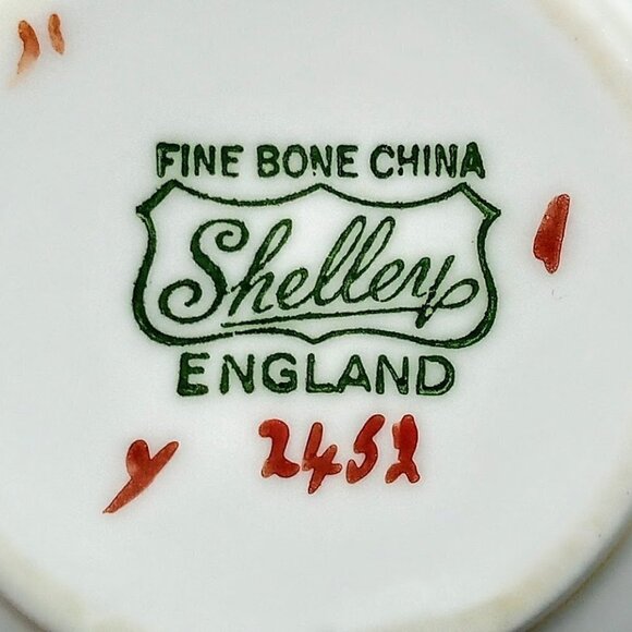 Shelley England Yellow Green Floral Fine Bone China Cup & Saucer - Picture 7 of 8